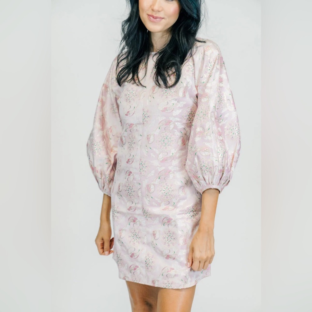 NWT-Solelia Wedgwood Dress with puff sleeve, medium